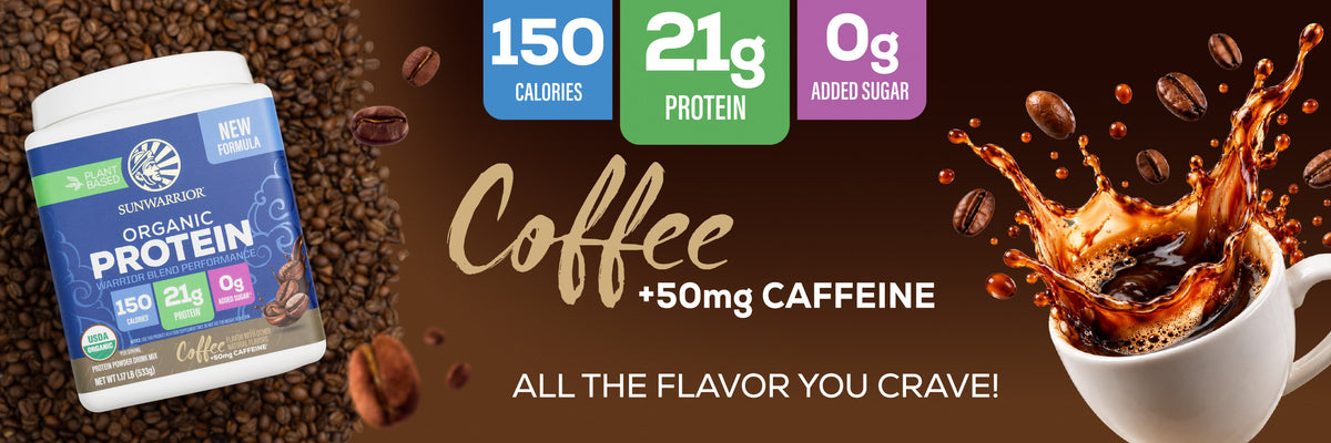Organic Performance Protein with BCAAs - Warrior Blend Coffee + Caffeine - Life style banner image desktop