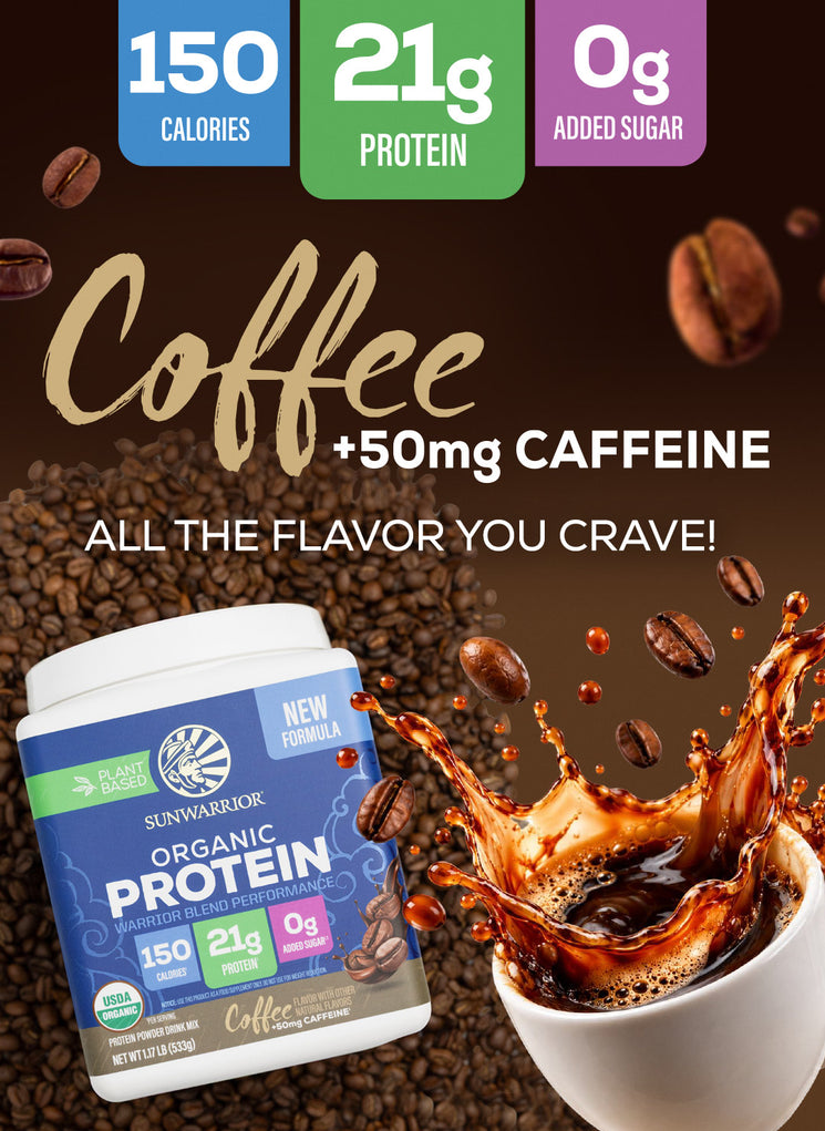Organic Performance Protein with BCAAs - Warrior Blend Coffee + Caffeine - Life style banner image mobile