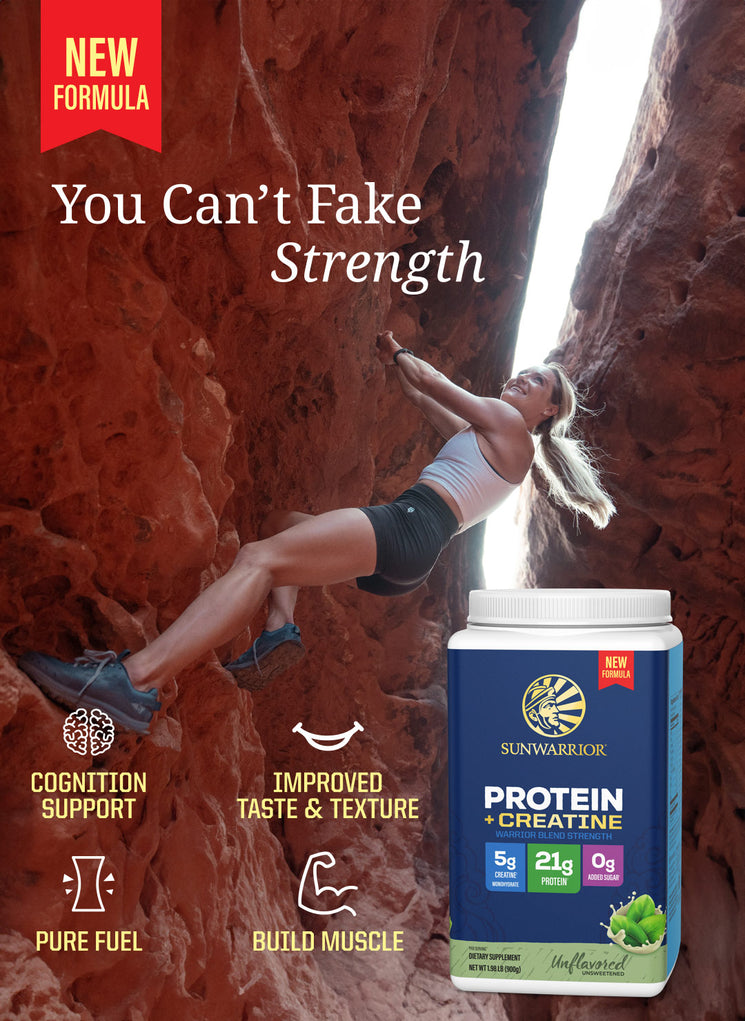 Protein with 5g Creatine - Warrior Blend Strength Unflavored - Life style banner image mobile