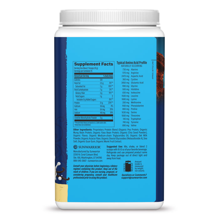Protein for Strength with 5g Creatine - Warrior Blend Vanilla Plant-based Protein Sunwarrior