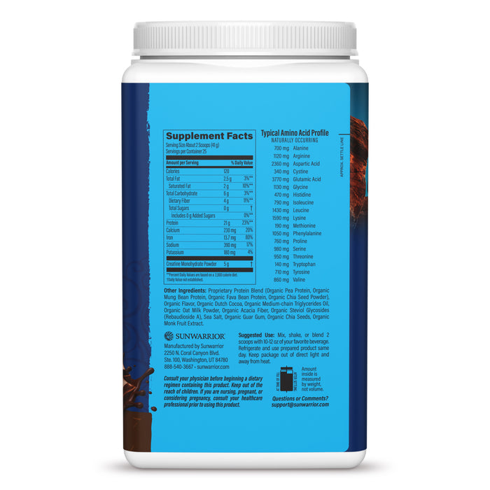 Protein for Strength with 5g Creatine - Warrior Blend Chocolate Plant-based Protein Sunwarrior